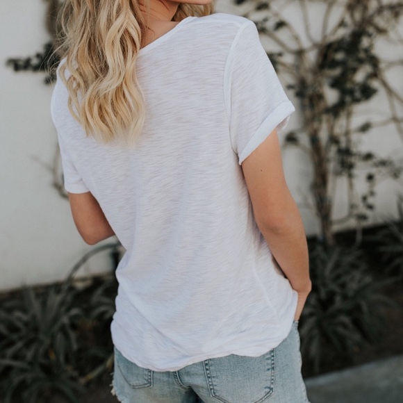 LOUNGE White V-Neck Tee - Picture 2 of 3